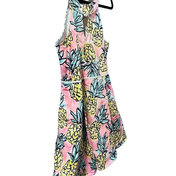 Draper James Pineapple Halter Dress Keyhole Women's Size 10 Sleeveless Mini Pink - Picture 5 of 8